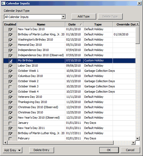 Calendar Inputs